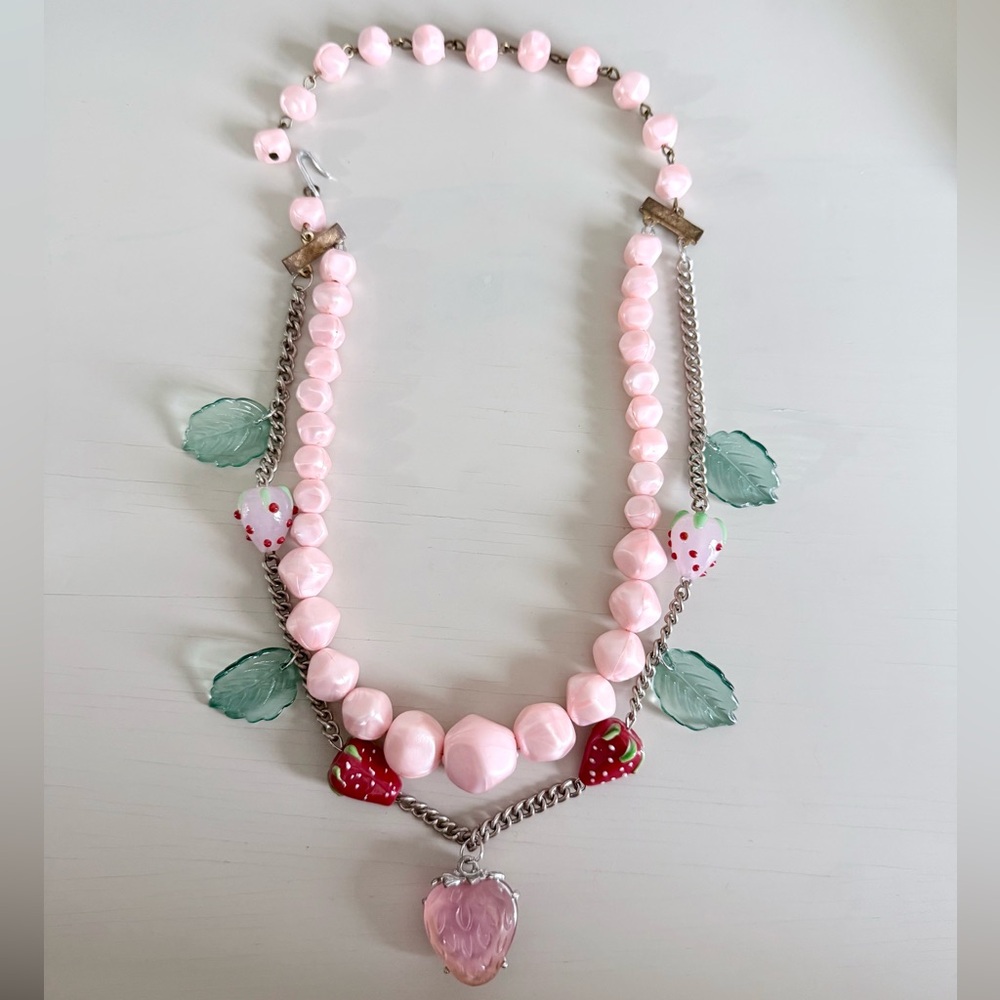 Pink and Strawberry Layered Necklace #73
